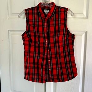 Sleeveless tartan plaid
